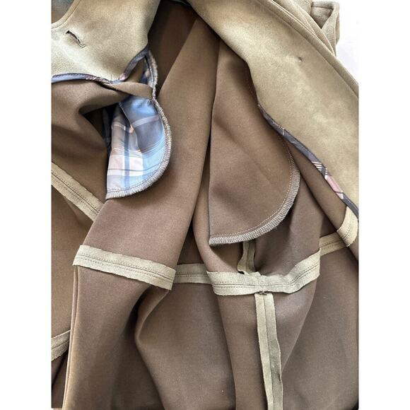 Laundry by Shelli Segal Faux Suede Gilet Jacket Sleeveless Epaulettes Green Sz S - Picture 14 of 16